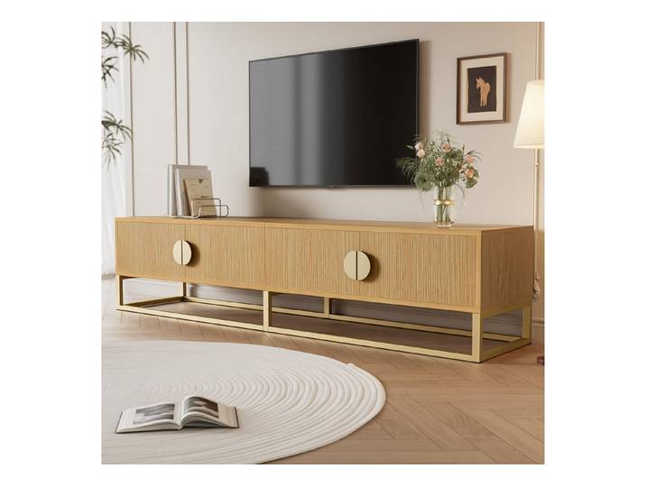 Furnishings Home TV-Schrank 180 cm mit Holzmaserung, 4 Türen, halbrunde Griffe (1-St) 180 cm 4 Türen für Wohnzimmer