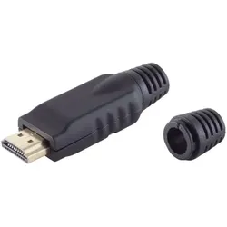 HDMI-A Stecker, Löttechnik, Metall, schwarz