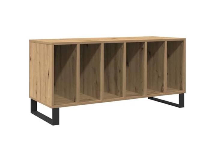 GHVBNMF Schallplattenschrank Plattenregal Artisan-Eiche 100x38x48 cm Vielseitiges Medienboard fürs Wohnzimmer mit 6 offenen Fächern und stabilen Mid-Century Beinen für übersichtliche Ordnung.