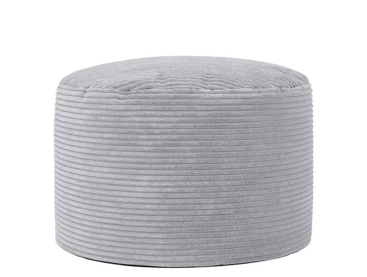 Pouf repose-pieds round velours côtelé gris clair