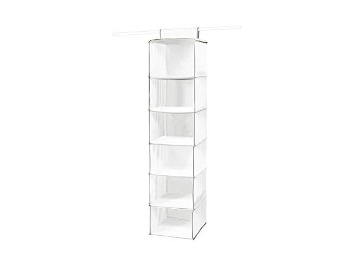 Compactor - Etagère pour penderie à Suspendre\, Blanc et Gris Etagère suspendue pour ranger vêtements et linge de maison. Coloris blanc avec liseré gris.