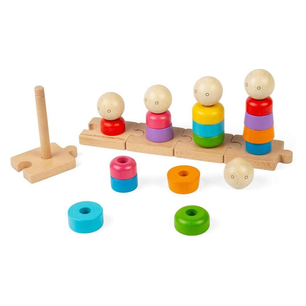 Bigjigs Stapelspielzeug "Regenbogenfamilie" aus Holz, 25-tlg. (BJ37009)