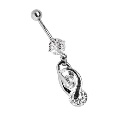 Bauchnabelpiercing ADELIA´S "Piercing Bauchnabelpiercing", transparent (klar), Piercings, Damen, onesize, Titan, offener 8mm Stein mit filigranem Doppelsteinhänger