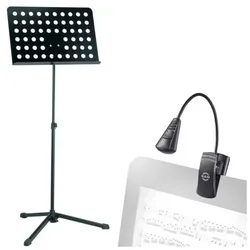 K&M 12179 Orchester Notenpult mit Flexlight Leuchte, Notenständer, Schwarz