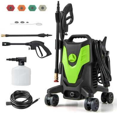 Costway 2400 PSI Electric Pressure Washer with 4 Universal Wheels-Green