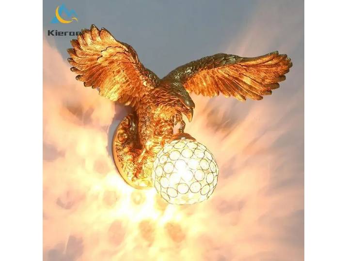 Nordique moderne aigle cristal mur LED lampe chambre étude Restaurant hôtel chevet appliques salon décor résine appliques