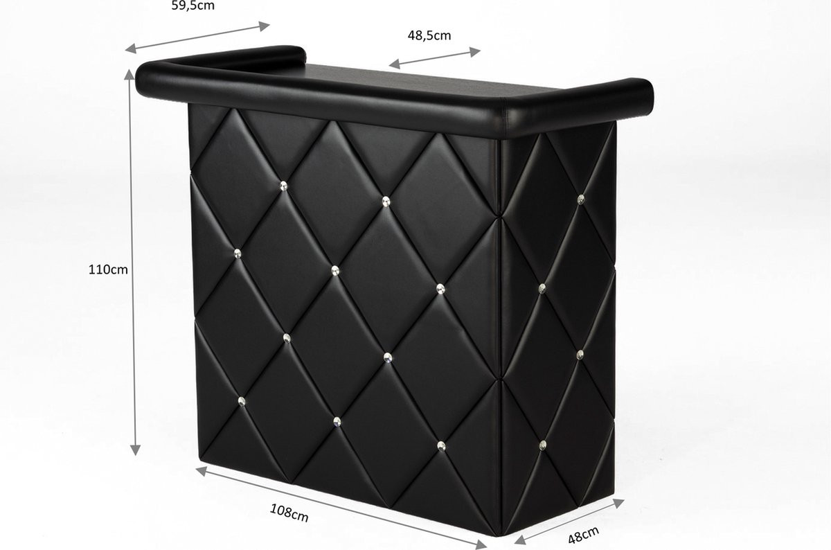 Luxe leren bar met studs voor in je mancave of penthouse, B/D/H: 130 x 110 x 76 cm