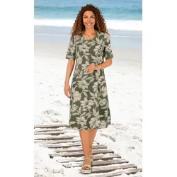 Baumwoll-Kleid in Druck khaki in Größe 48 von DW-Shop, Khaki, 48