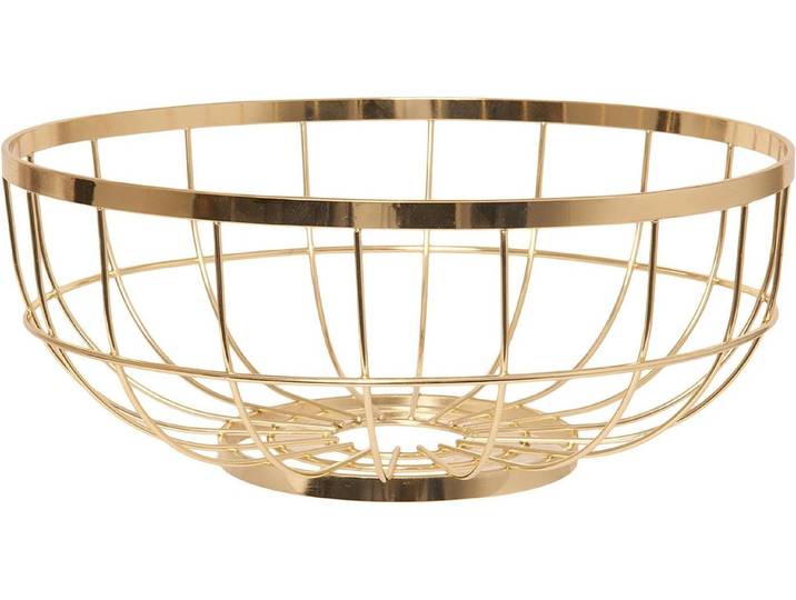 Obstschale PRESENT TIME, gold (goldfarben), H:12cm Ø:28cm, Eisen, Schüsseln, Obstschale