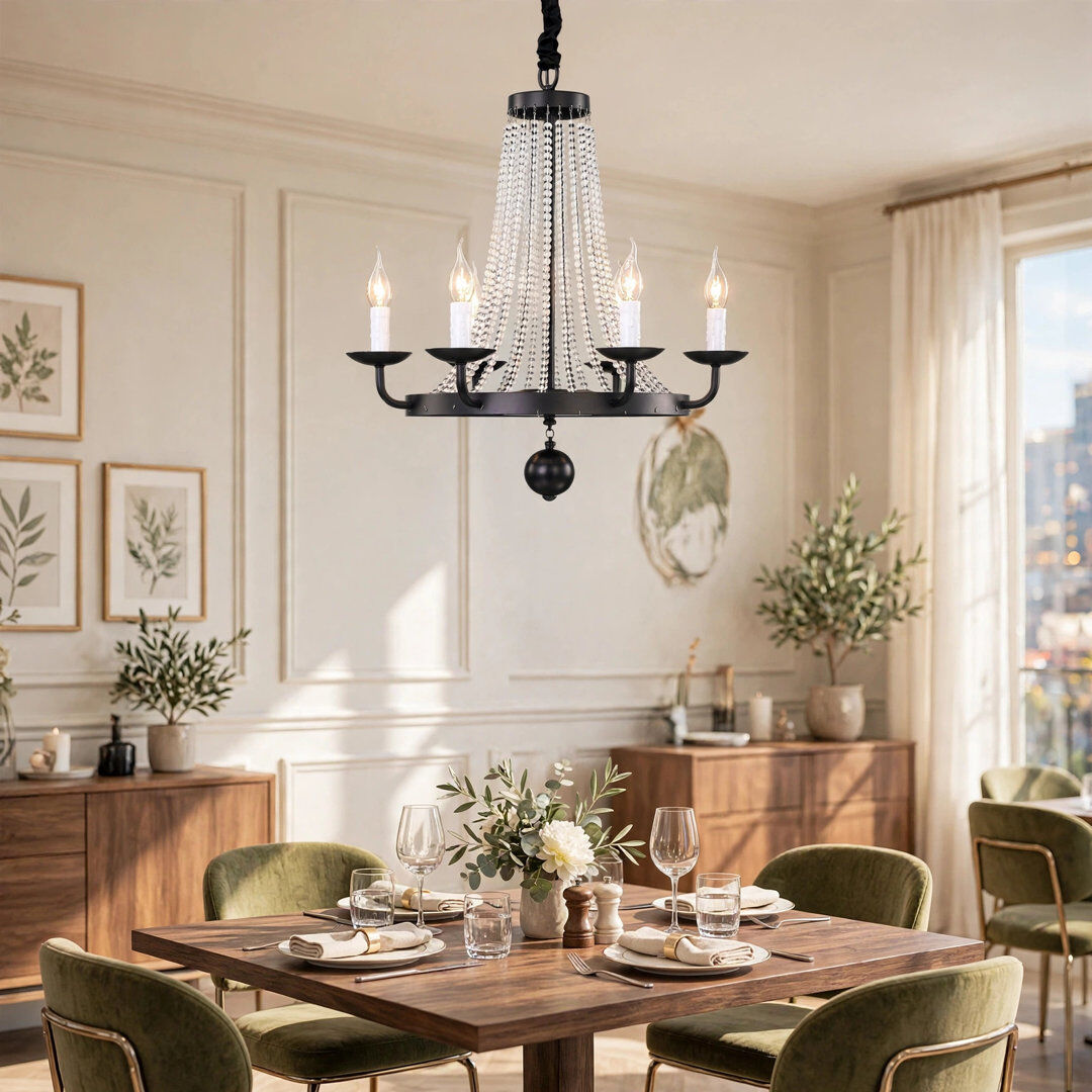Rosdorf Park Naglee 6 - Light Candle Chandelier Black