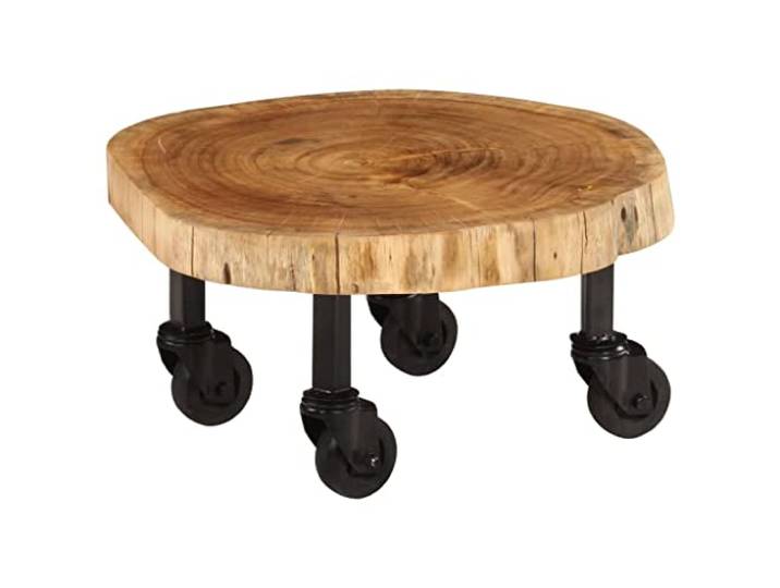 HKLGBVCR Couchtisch aus massivem Akazienholz, mit Rollen, 60 x 55 x 25 cm