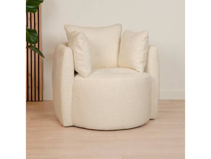 Fauteuil tissu bouclé teddy Ruby blanc - Livin24 - Scandinave - Moderne - Relaxation