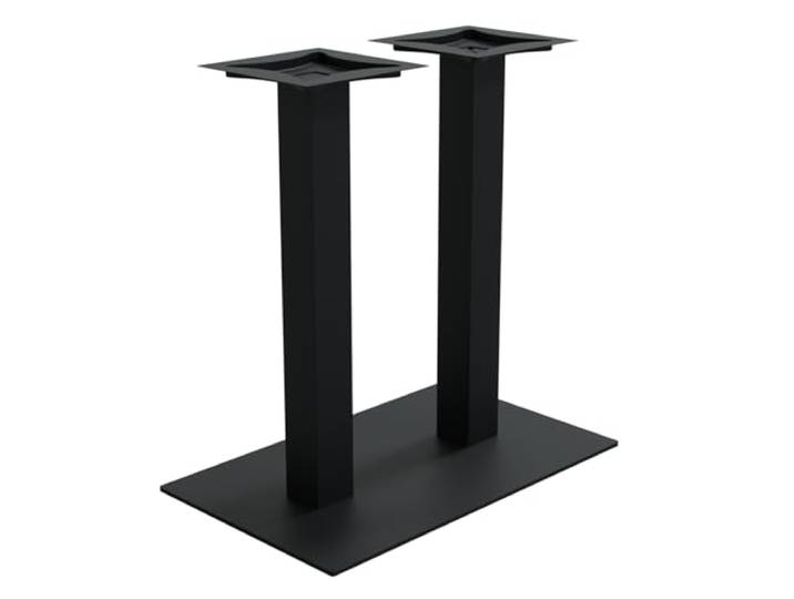 HAGO24 Tischgestell Doppelbein DIY Tischfuß Stahl Schwarz matt 70x72cm Gastro Esstisch rechteckig Trägerplatte Indoor Bodenschutz