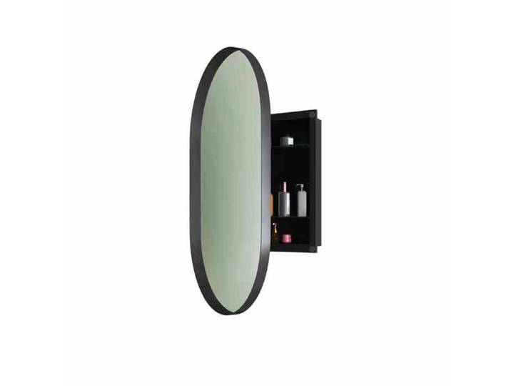 Armoire murale miroir ovale - HIBA - Modèle Ovale - Cadre métallique - Tablettes réglables - Verre trempé