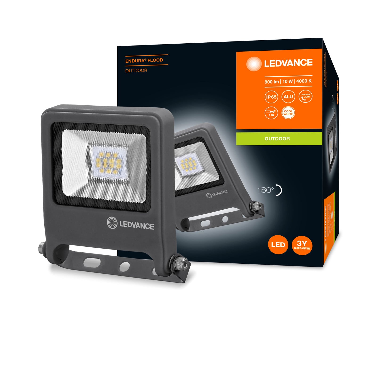 Ledvance Endura Flood LED Buitenwandlamp, Grijs, Aluminium en Glas, IP65