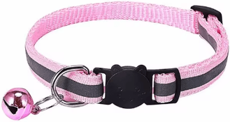 Inspire Picks Safe Glow Reflective Breakaway Cat Collar With Bell pink width1cm
