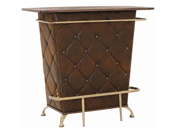 Bar, Braun, Eichefarben, Goldfarben, Metall, 3 Fächer, 120x104x48 cm, Esszimmer, Barmöbel, Barschränke & Theken