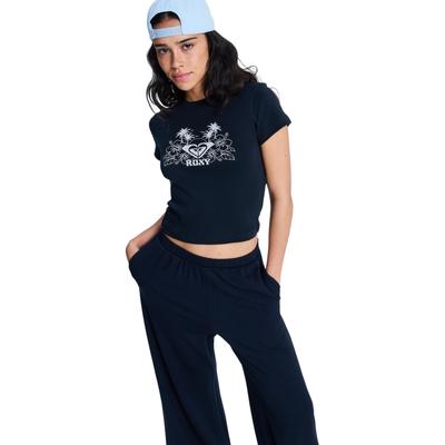 T-Shirt ROXY "Beach Love", Damen, Gr. S, blau (anthrazit), Obermaterial: 100% Baumwolle., Shirts T-Shirt