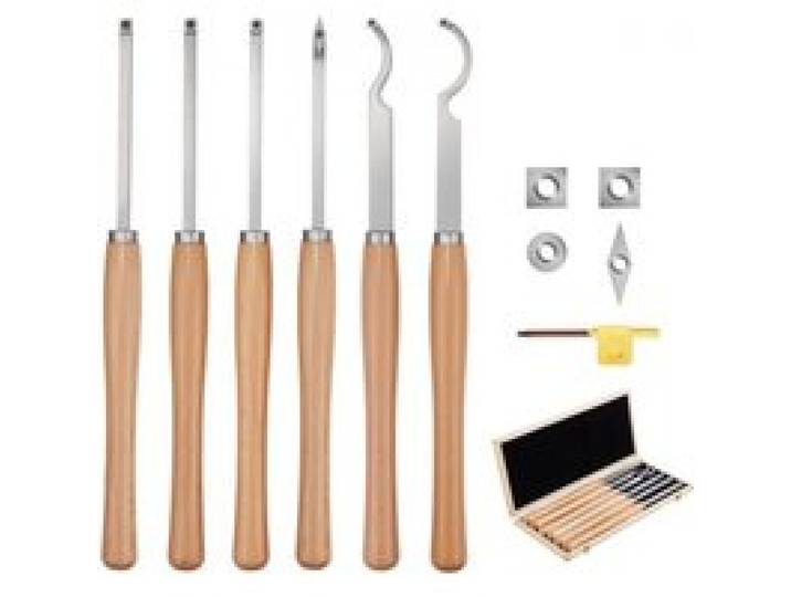 VEVOR Drechseleisen-Set, 6-teilig, Drechselmesser in Holzkoffer, Drechselwerkzeug-Satz für Holz, Holzdrehwerkzeug mit Diamant-, runde und quadratische Hartmetalleinsätze, Rockwellhärte von 80–90
