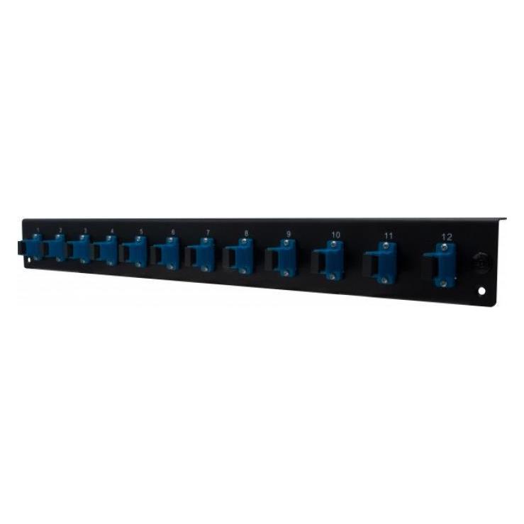 Dexlan LWL Frontplatte bestückt für LWL Spleissbox, 12 x SC Simplex Monomode (395426)