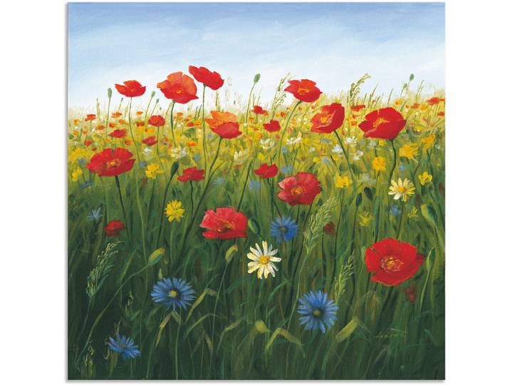 Wandbild ARTLAND Mohnblumen Landschaft I , grün (farbe bild(er): grün), B:40cm H:40cm, Bilder, Wandbild, als Alubild, Leinwandbild in verschied. Grössen
