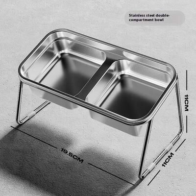 Inspire Essentials Stainless Steel Double Pet Bowl With Anti Tip Feeding Station a