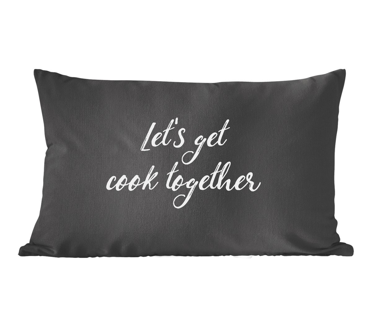 PillowMonkey Sierkussen met Quote Let's get cook together, 60 x 40 cm