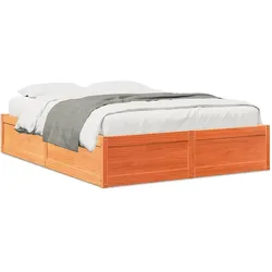 vidaXL Massivholzbett ohne Matratze Wachsbraun 140x190 cm Kiefernholz