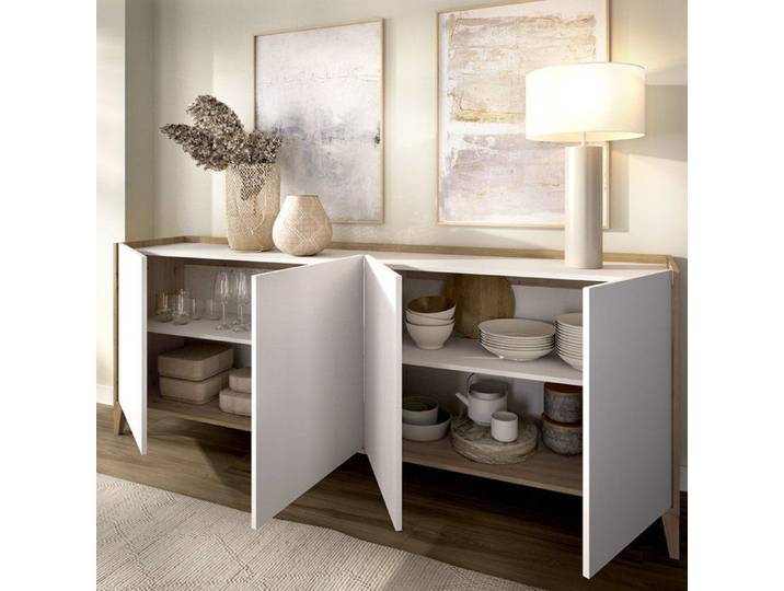 Buffet Chanute Dmora en Bois Nobilité Blanc 40x184x78h cm