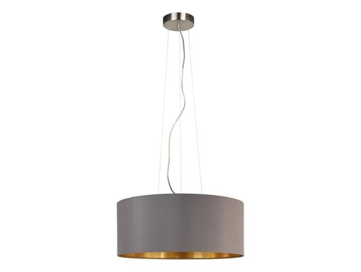 Eglo Lustre MASERLO\, suspension en textile à 3 flammes\, lampe pendante en acier et tissu\, couleur : nickel mat\, cappuccino\, or\, douille : E27\, Ø : 53 cm