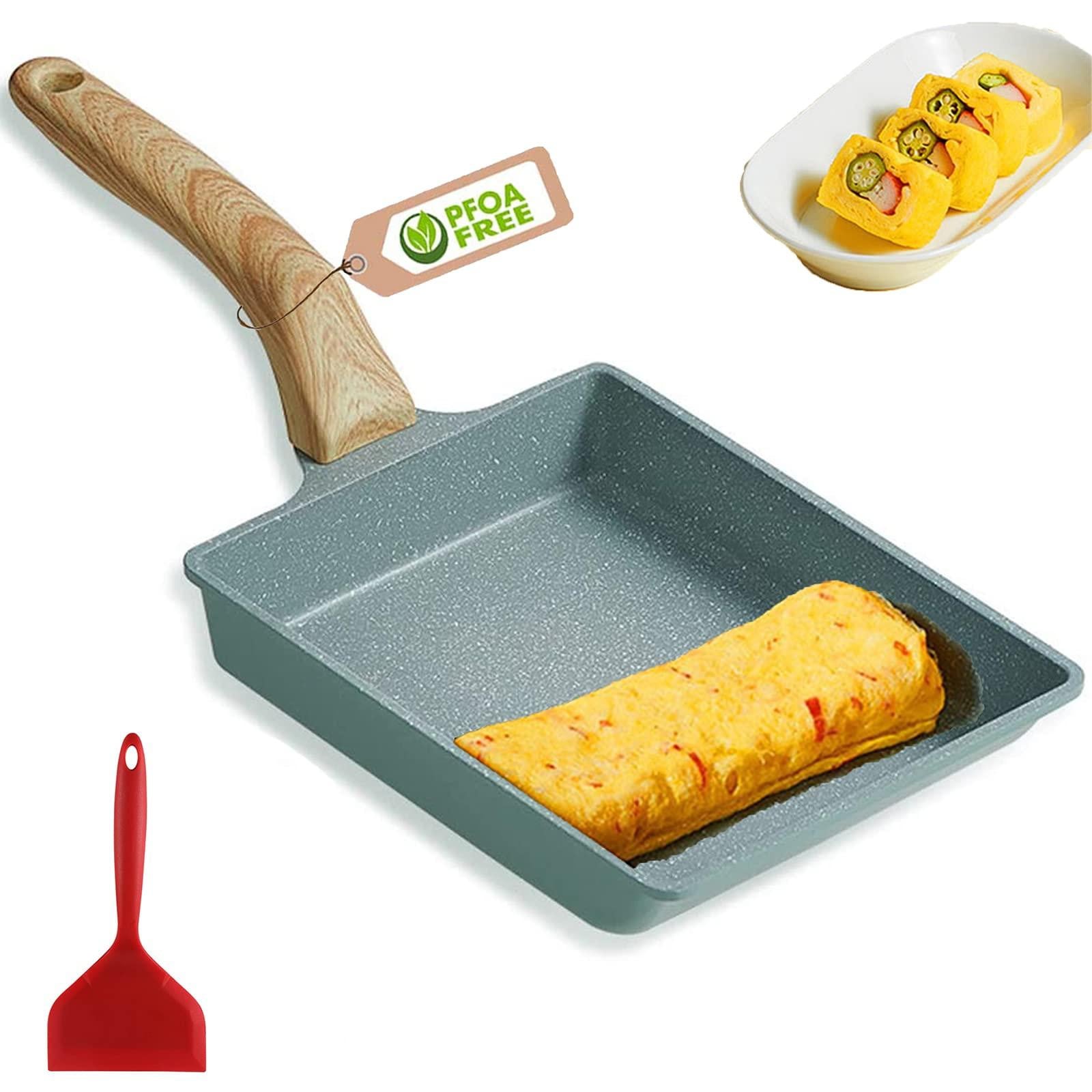 Dripio Japanse omeletpan met antiaanbaklaag, inclusief spatel en kwast, 20 x 15 cm