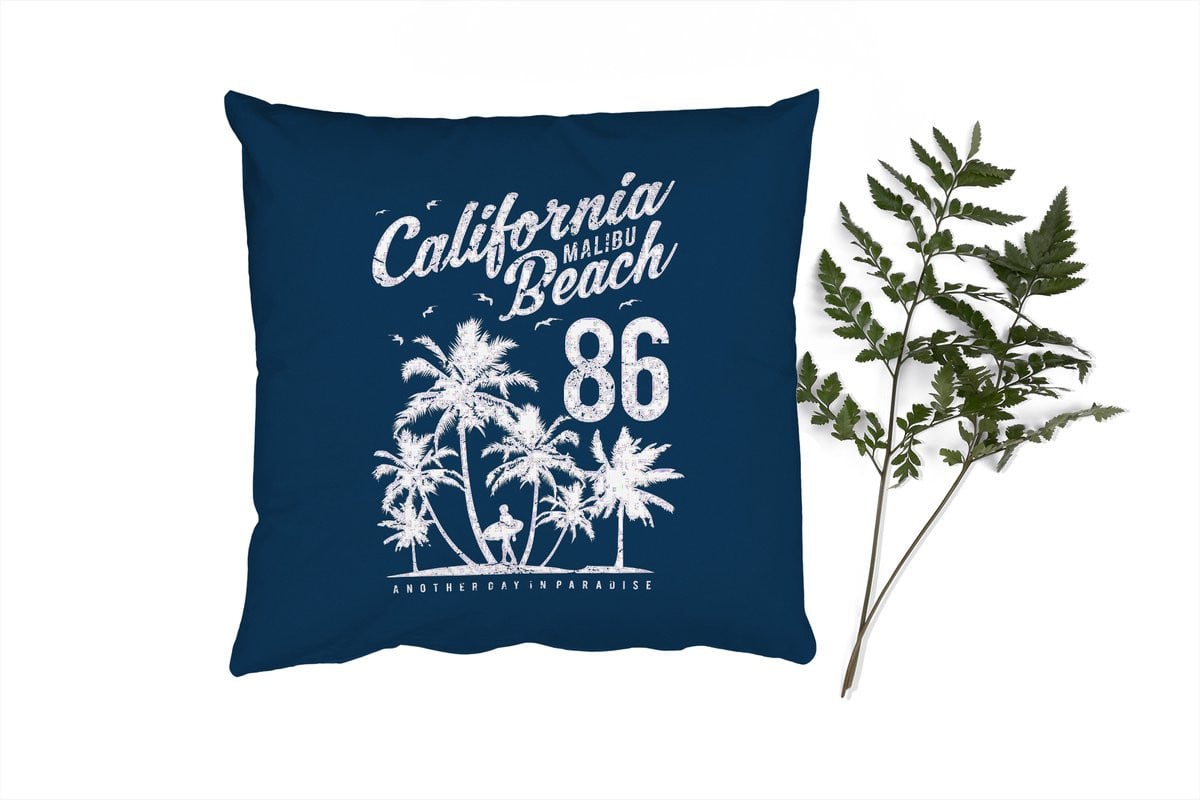 Sierkussen Surf Strand met Palmboom Vintage Design - 45 x 45 cm