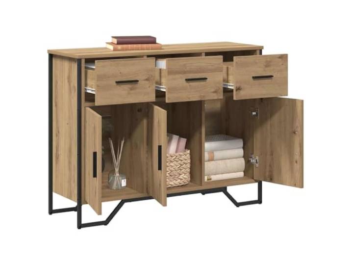 KTHLBRH Sideboard Eiche Handwerk 97 x 32,5 x 74,5 cm Technisches Holz, 3 Schubladen, 3 Einlegeböden, 3 Türen, modernes Design, großer Stauraum
