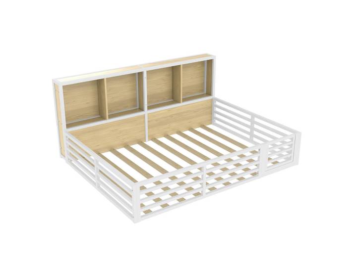 Oxeza Metallbett 140/200 cm Weiß mit Staufach, Metall, Mode, Rechteckig, 140x200 cm, Schlafzimmer, Betten, Metallbetten