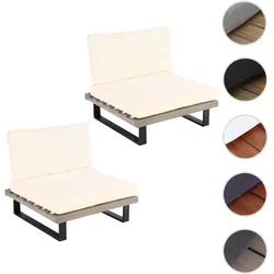 2er-Set Lounge-Sessel HWC-H54, Garten-Sessel, Spun Poly Akazie Holz FSC-zertifiziert Alu ~ grau, Polster cremeweiß