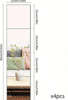 Inspire Curations Self Adhesive Acrylic Mirror Wall Stickers Flexible Decorative Mirror Tiles For Home Decor 4pcs 15 15cm