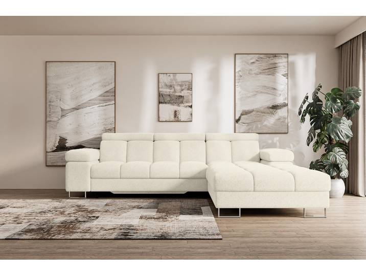 ALTDECOR Ecksofa mit Schlaffunktion und Bettkasten - COMA L - 271x203x79 - Grau Corner Sofa Eckcouch Couch L-Form, links/rechts angeordnet, Schlafcouch Ausziehbar Wohnlandschaft