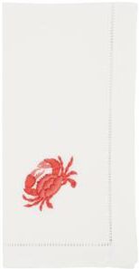 Saro Lifestyle "Ocean Treasures Embroidered Crab Napkin (Set of 6) - 20""x20"""
