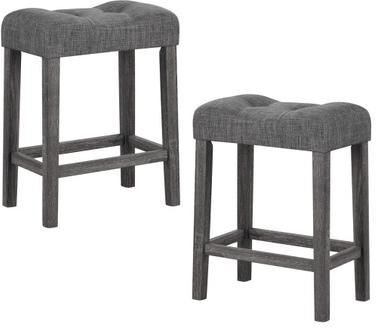 Costway 24 Inch Set of 2 Saddle Bar Stools with Padded Seat-Gray