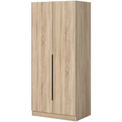 KLEIDERSCHRANK Eiche Sonoma 2-türig 80 x 181 cm, Drehtürenschrank mit Kleiderstange
