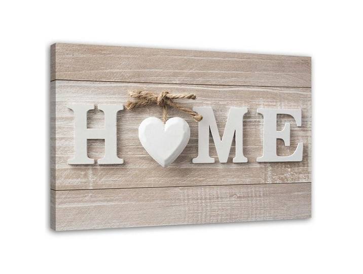 Feeby Leinwandbild Home-Schriftzug in leuchtenden Farben, Beige, Grafikmuster, Rechteckig, 100x70 cm, Bilder & Rahmen, Bilder, Leinwandbilder