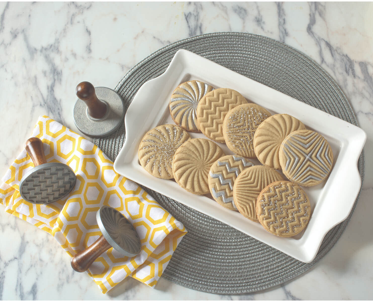Nordic Ware Set of 3 Cookie Stamps - Geo
