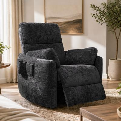 247 Shop At Home Lazzo Swivel Rocker Power Recliner Chair with Storage and USB Charging Ports