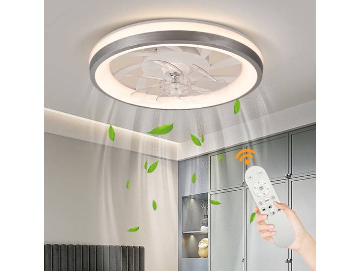 Ventilateur de plafond intelligent LED moderne, variateur d'intensité lumineuse illimité à distance, ventilateur électrique silencieux à six vitesses, éclairage pour salon, chambre à coucher