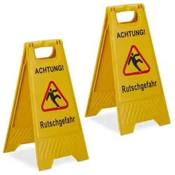 Relaxdays Rutschgefahr Aufsteller im 2er Set Gelb,Rot,Schwarz