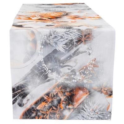 Tischläufer CASATEX "cakes and nuts, Weihnachtsdeko, Weihnachten", bunt (weiß, grau, braun), B:40cm L:140cm, Baumwolle, Tischdecken, Weihnachten