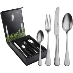 TAFELBESTECK INKL. BESTECKBOX Landhaus Vintage silber 24-tlg.