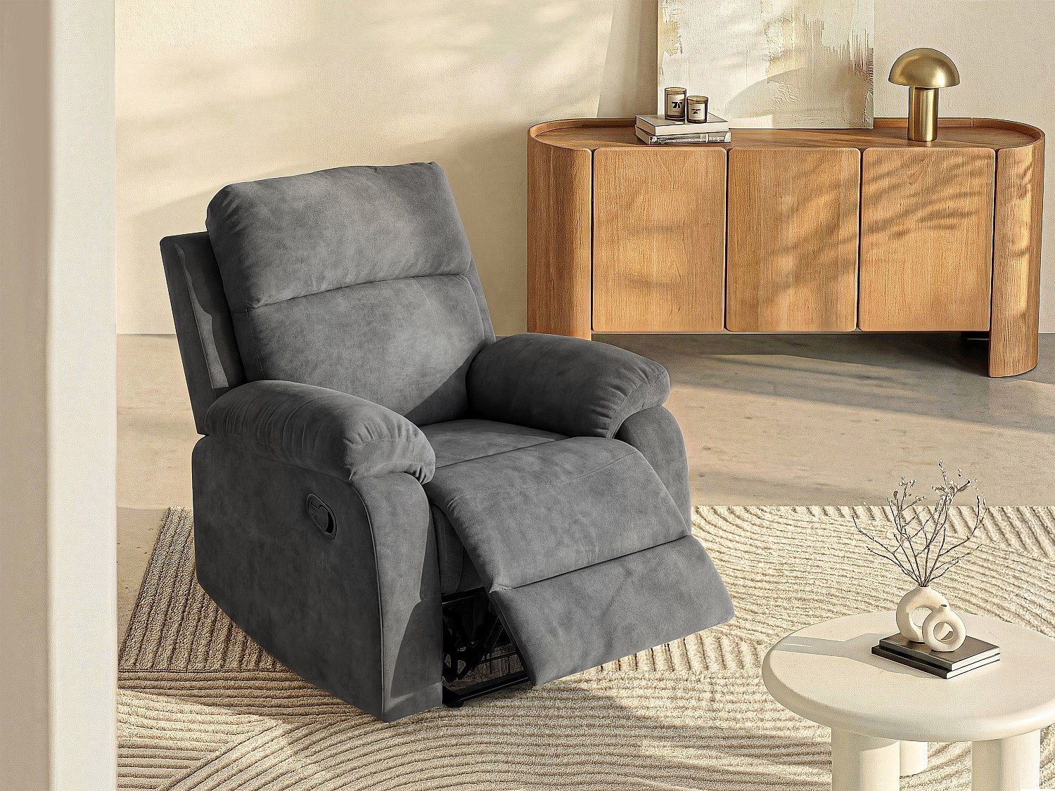 Vente-unique Relaxsessel Fernsehsessel - Stoff - Anthrazit - TOLZANO 639701