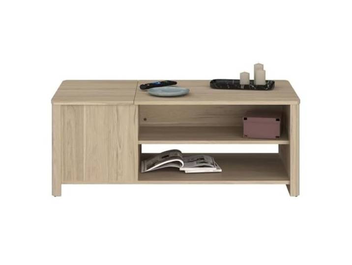 Bety Couchtisch, rechteckig, Spanplatte, Papierbezug, Eichendekor, klassisch, 110 x 42 x 60 cm