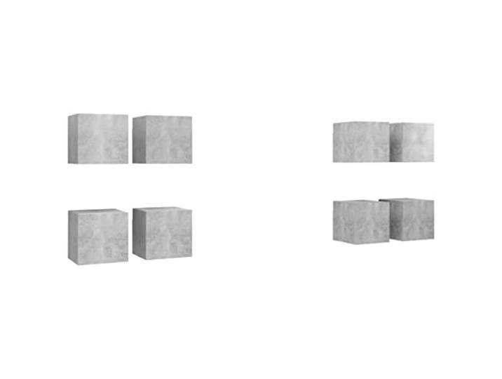 GHVBNMF 8X TV Wandschrank Betongrau Holzwerkstoff 30,5x30x30 cm Flexibles 8-teiliges Lowboard Ensembles für Wohnzimmer und Flur, platzsparend und wandmontiert mit Wechselanschlag.